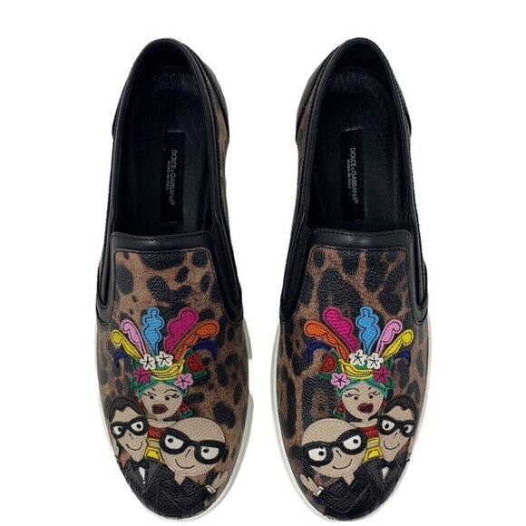 Rare New Dolce & Gabbana Leather Leopard #DGFamily Y2K Slip On Loafers Sneakers - Picture 3 of 16